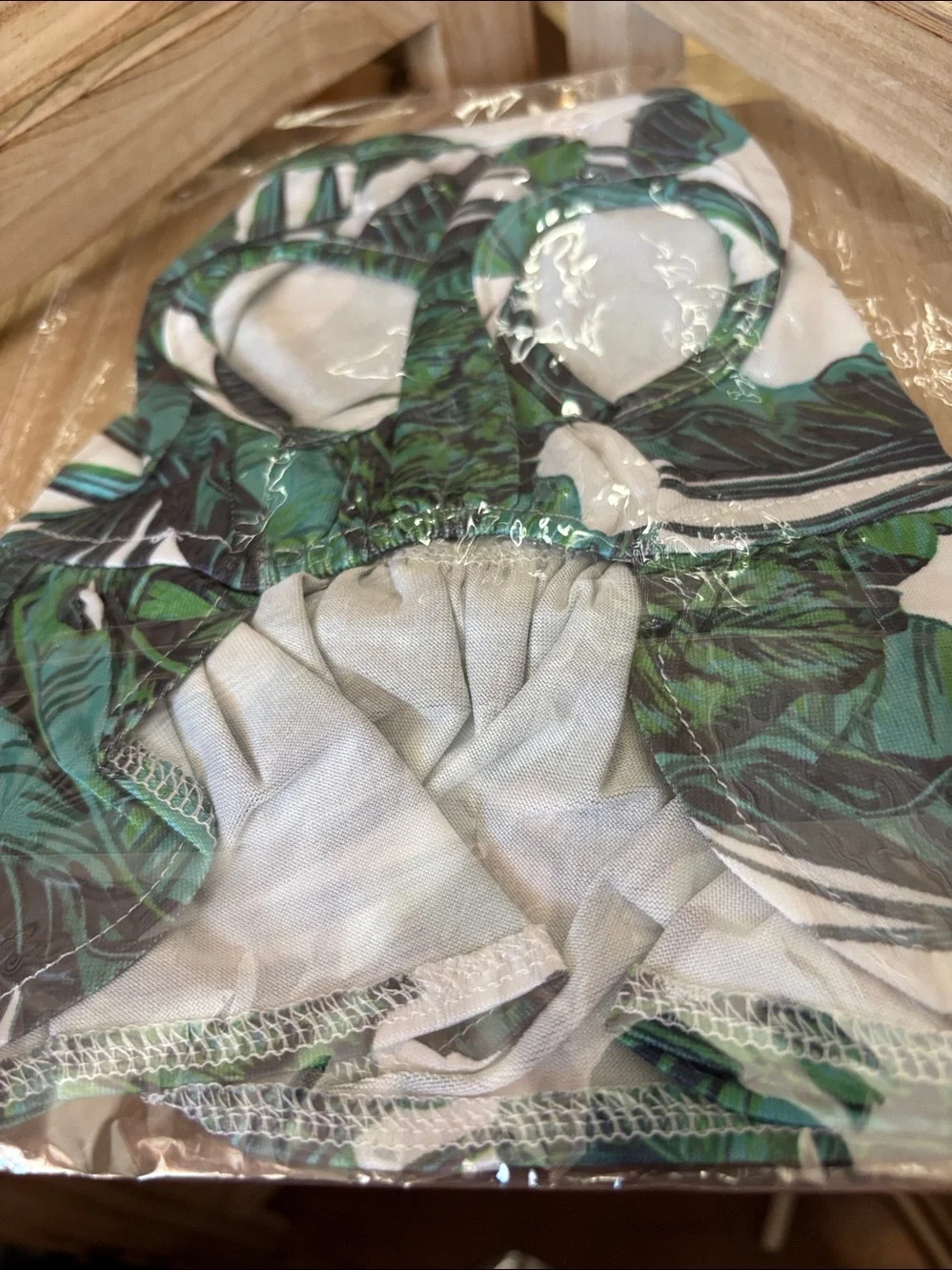 Tropical Green Leaf Bow Pet Dress XS NIP